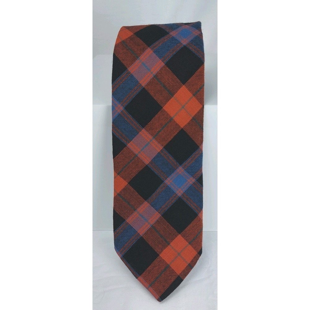 Lochcarron of Scotland Wool Necktie Red Black Blue Plaid Tartan 3.5"x58"